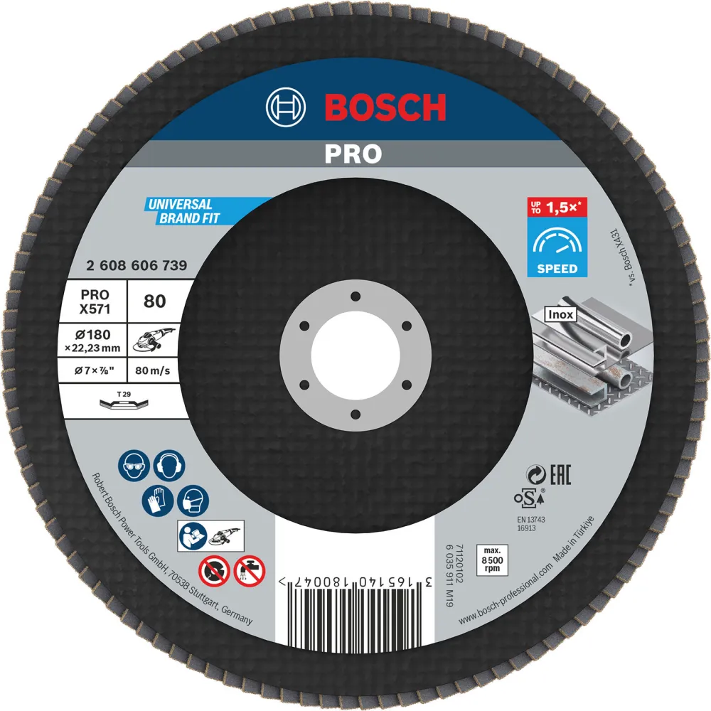 Bosch PRO X571 Fächerschleifscheibe 180 mm G80 - 2608606739