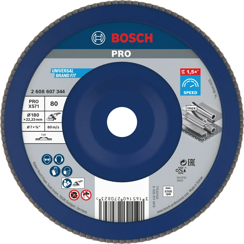 Bosch PRO X571 Fächerschleifscheibe 180 mm G80 - 2608607344