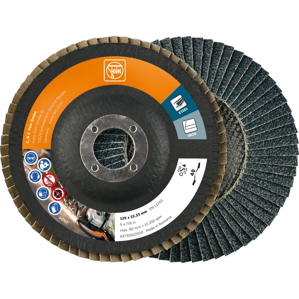 Fein 10x Fächerschleifscheibe Ø 125 Zirkonkorund K40 - 63730022010