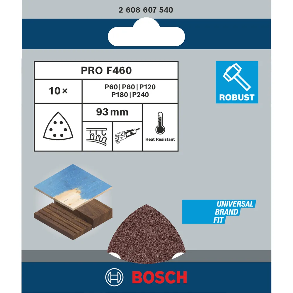 Bosch PRO F460 Schleifblatt 93 x 93 mm; 60; 80; 120; 180; 240 - 2608607540