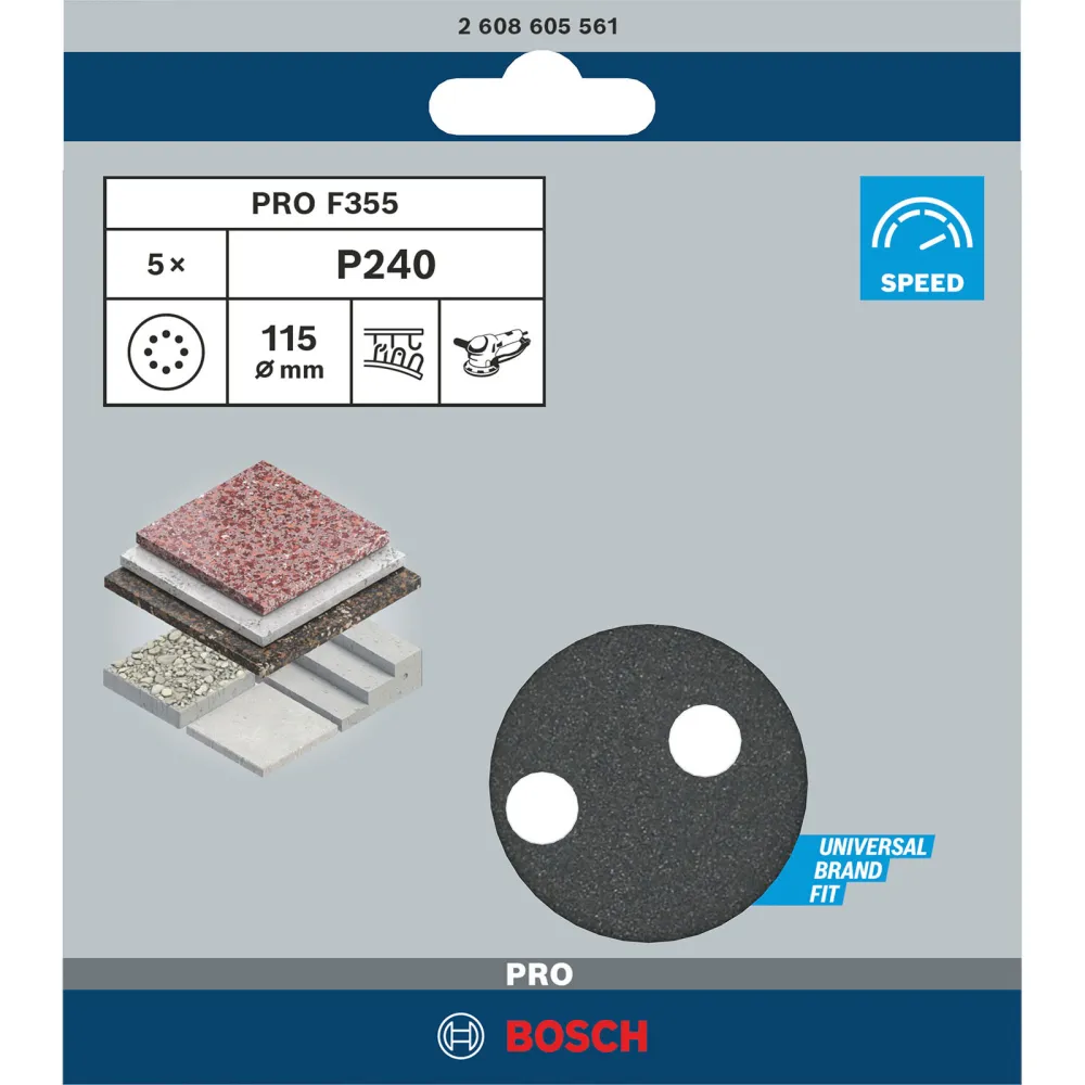 Bosch PRO F355 Schleifblatt 115 mm 240 - 2608605561