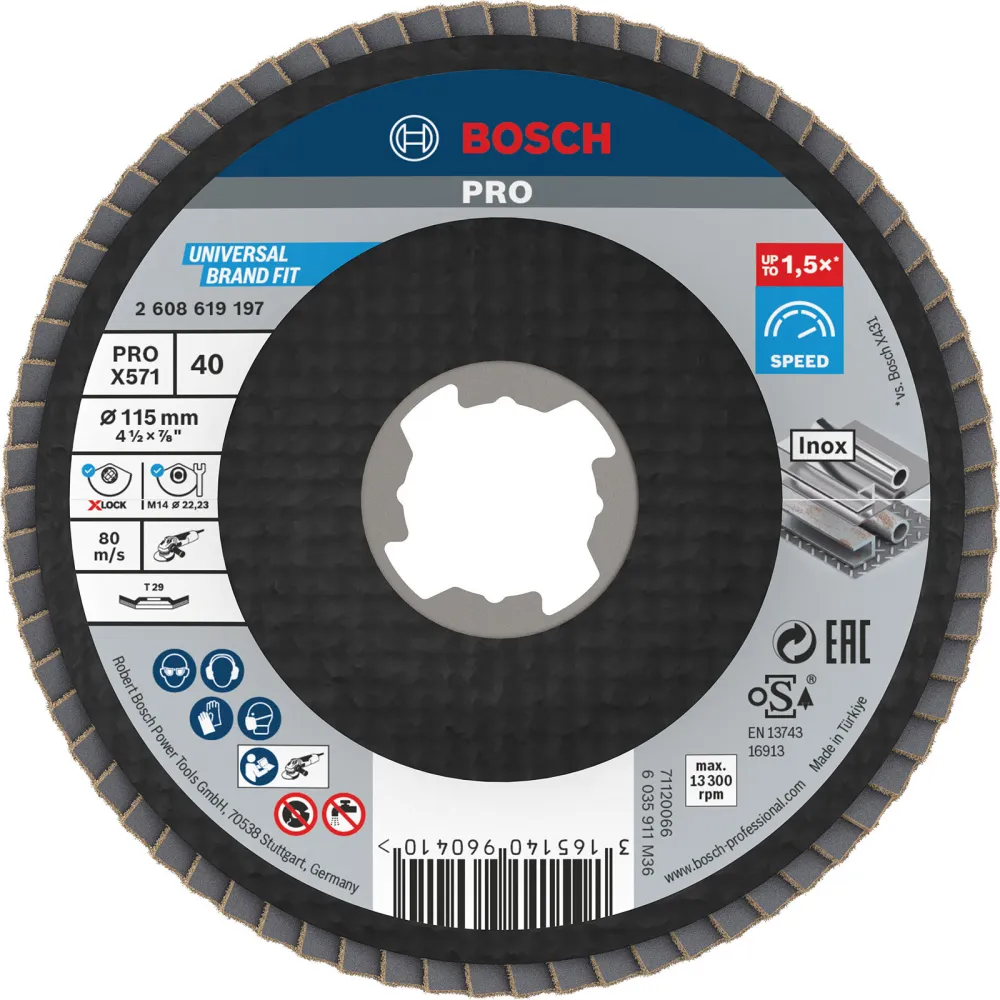 Bosch PRO X571 X-Lock Fächerschleifscheibe 115 mm G40 - 2608619197
