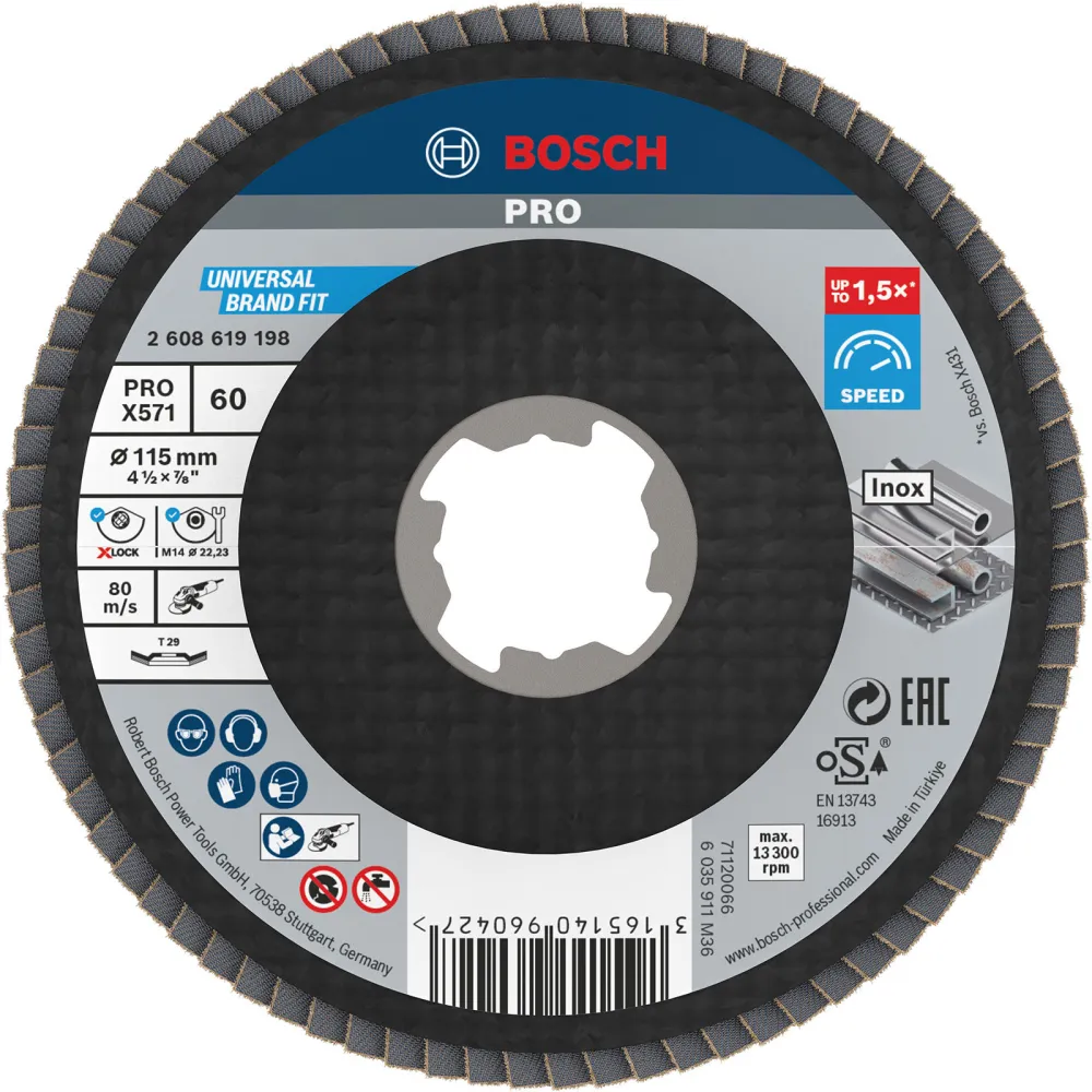 Bosch PRO X571 X-Lock Fächerschleifscheibe 115 mm G60 - 2608619198