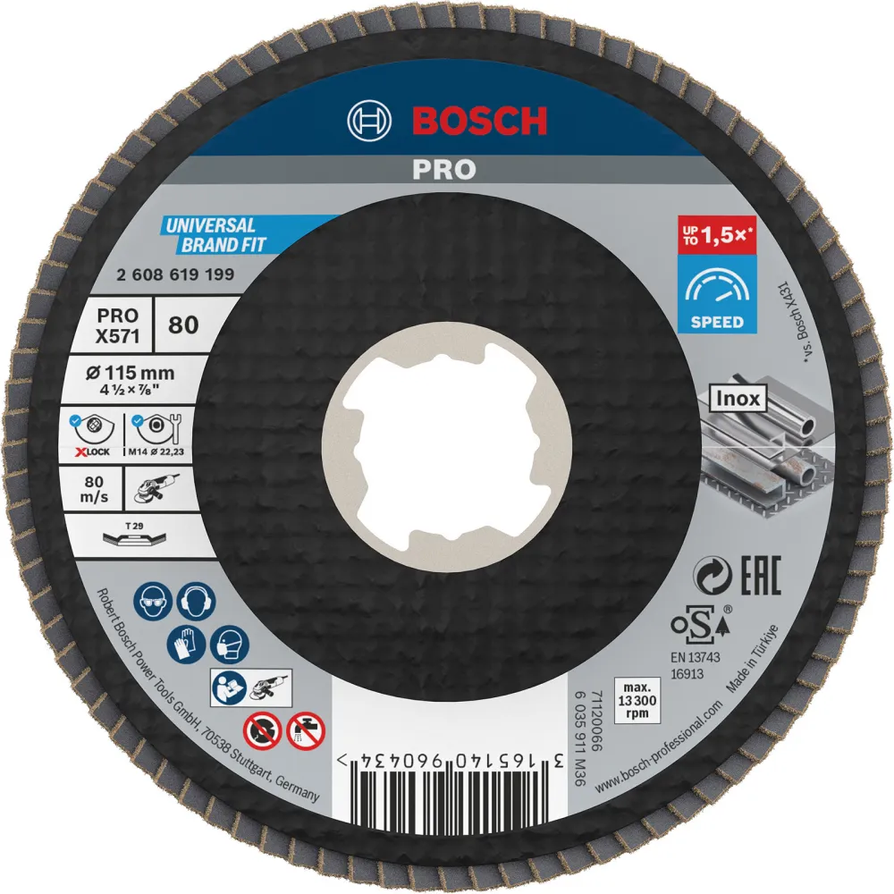 Bosch PRO X571 X-Lock Fächerschleifscheibe 115 mm G80 - 2608619199