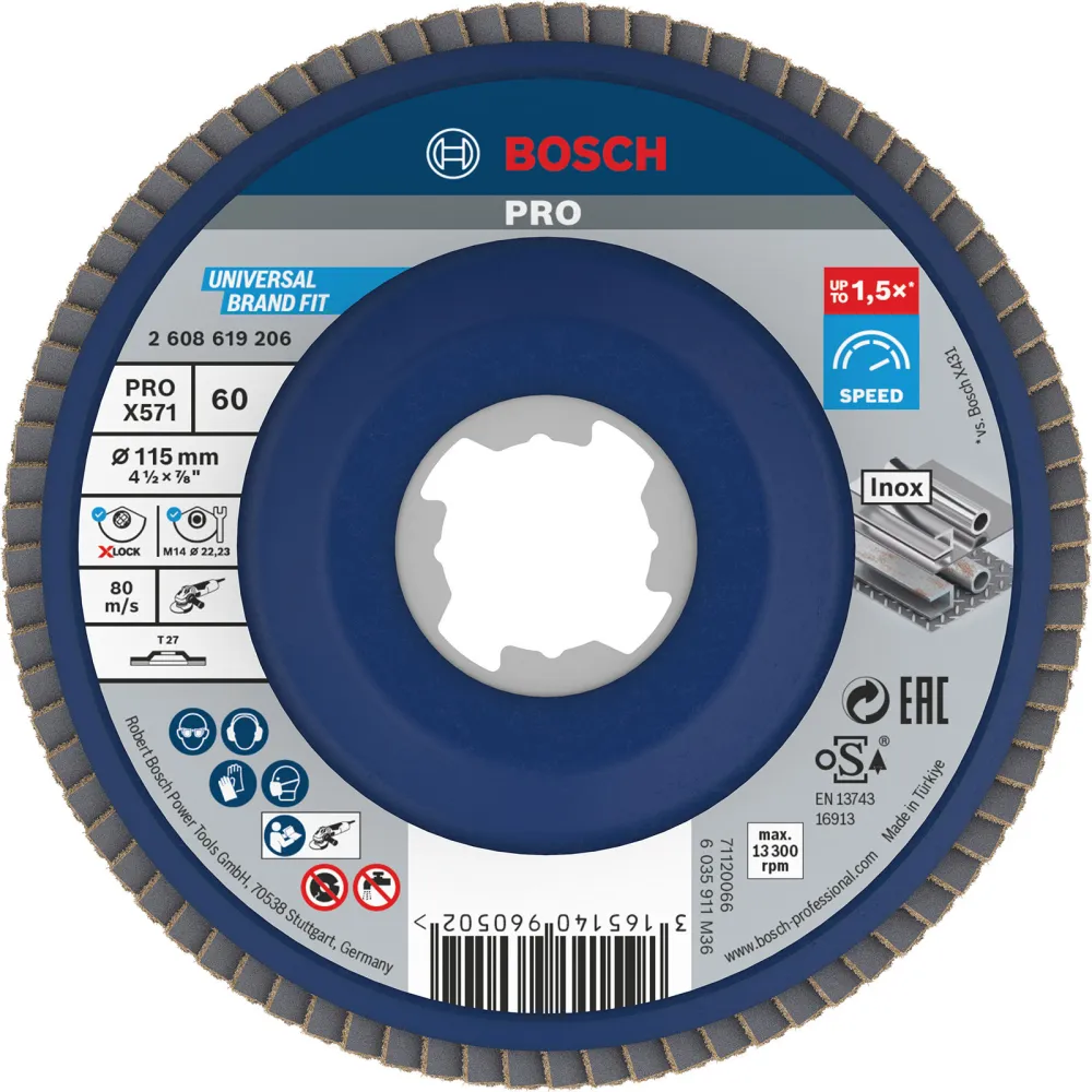 Bosch PRO X571 X-Lock Fächerschleifscheibe 115 mm G60 - 2608619206