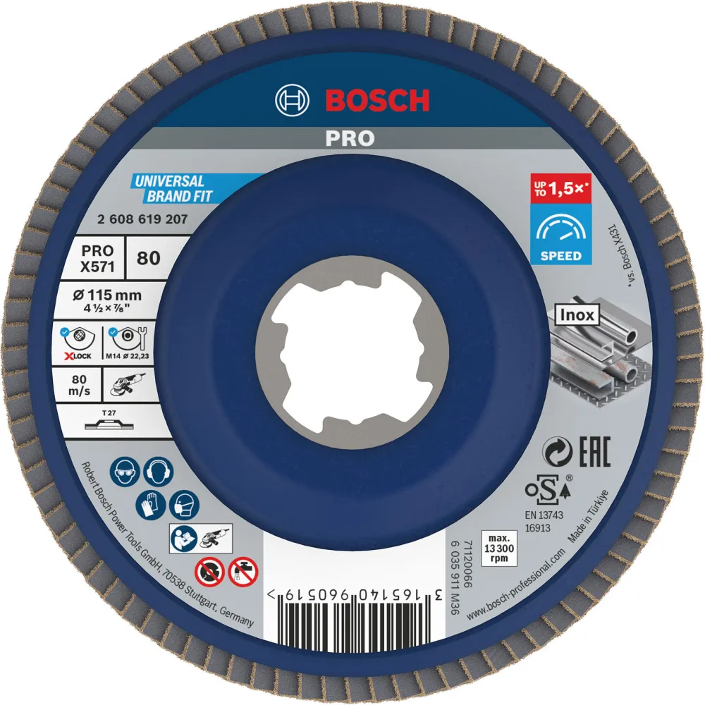 Bosch PRO X571 X-Lock Fächerschleifscheibe 115 mm G80 - 2608619207