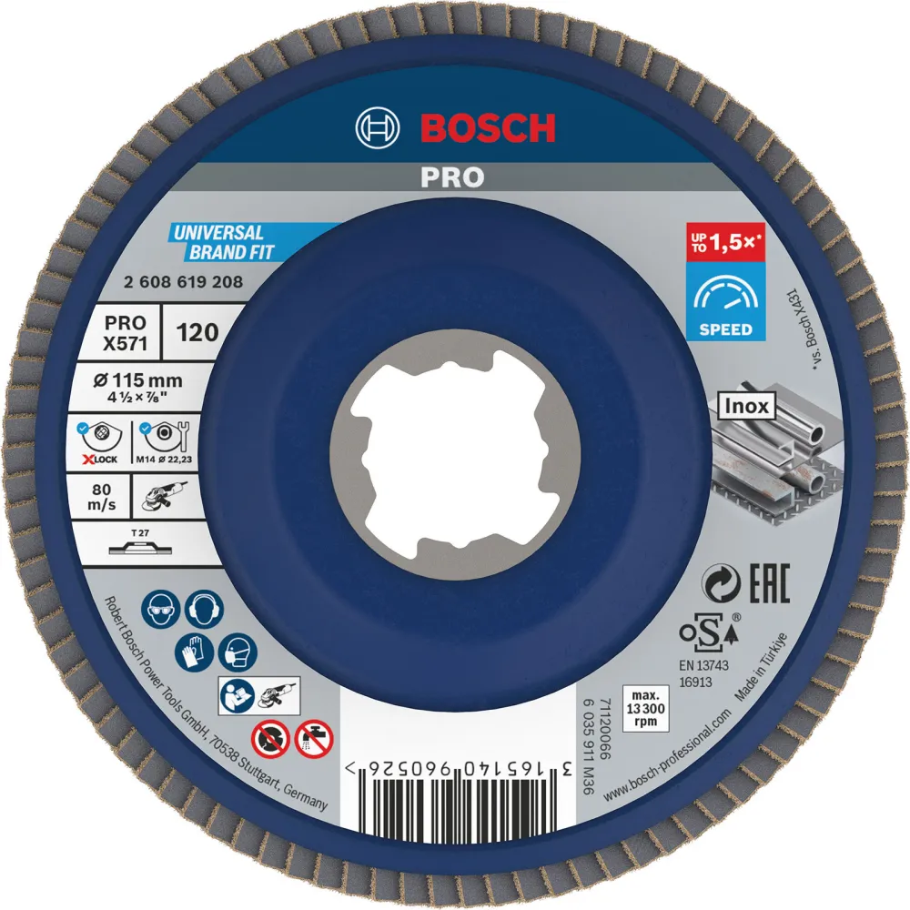 Bosch PRO X571 X-Lock Fächerschleifscheibe 115 mm G120 - 2608619208