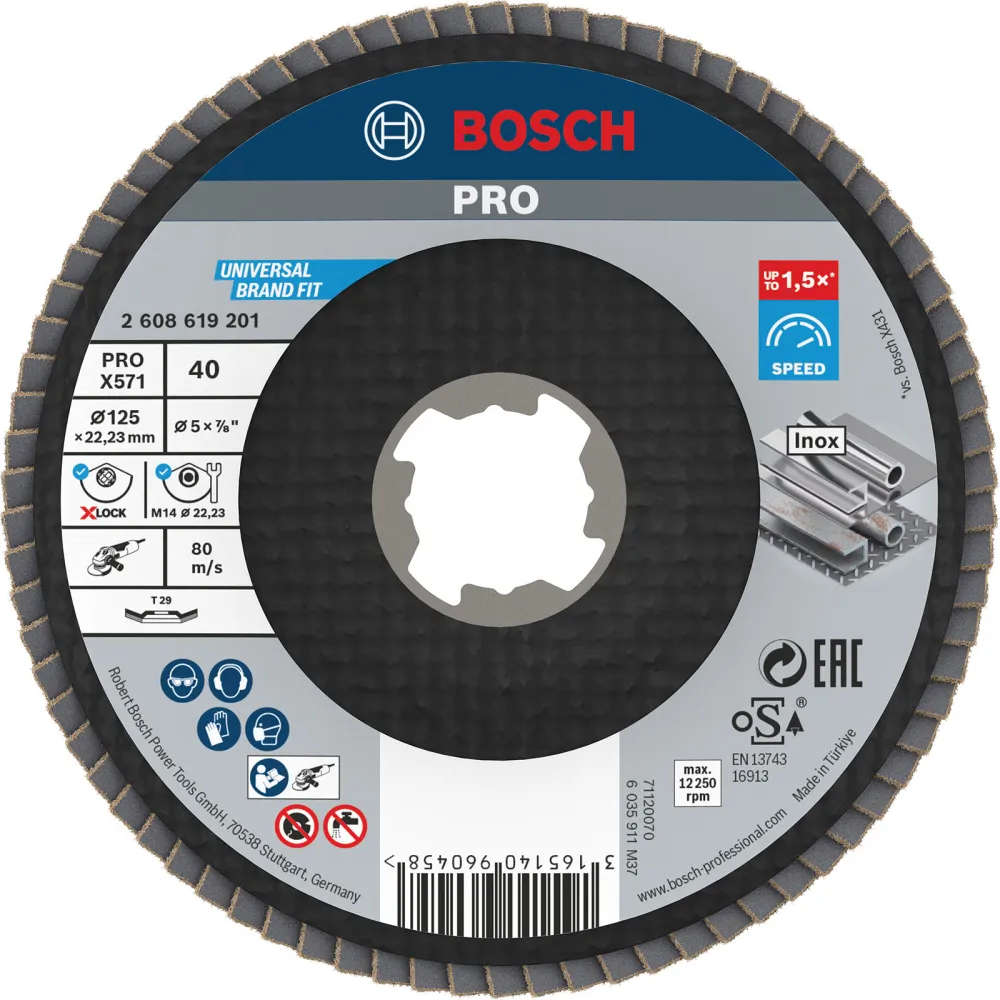 Bosch PRO X571 X-Lock Fächerschleifscheibe 125 mm G40 - 2608619201