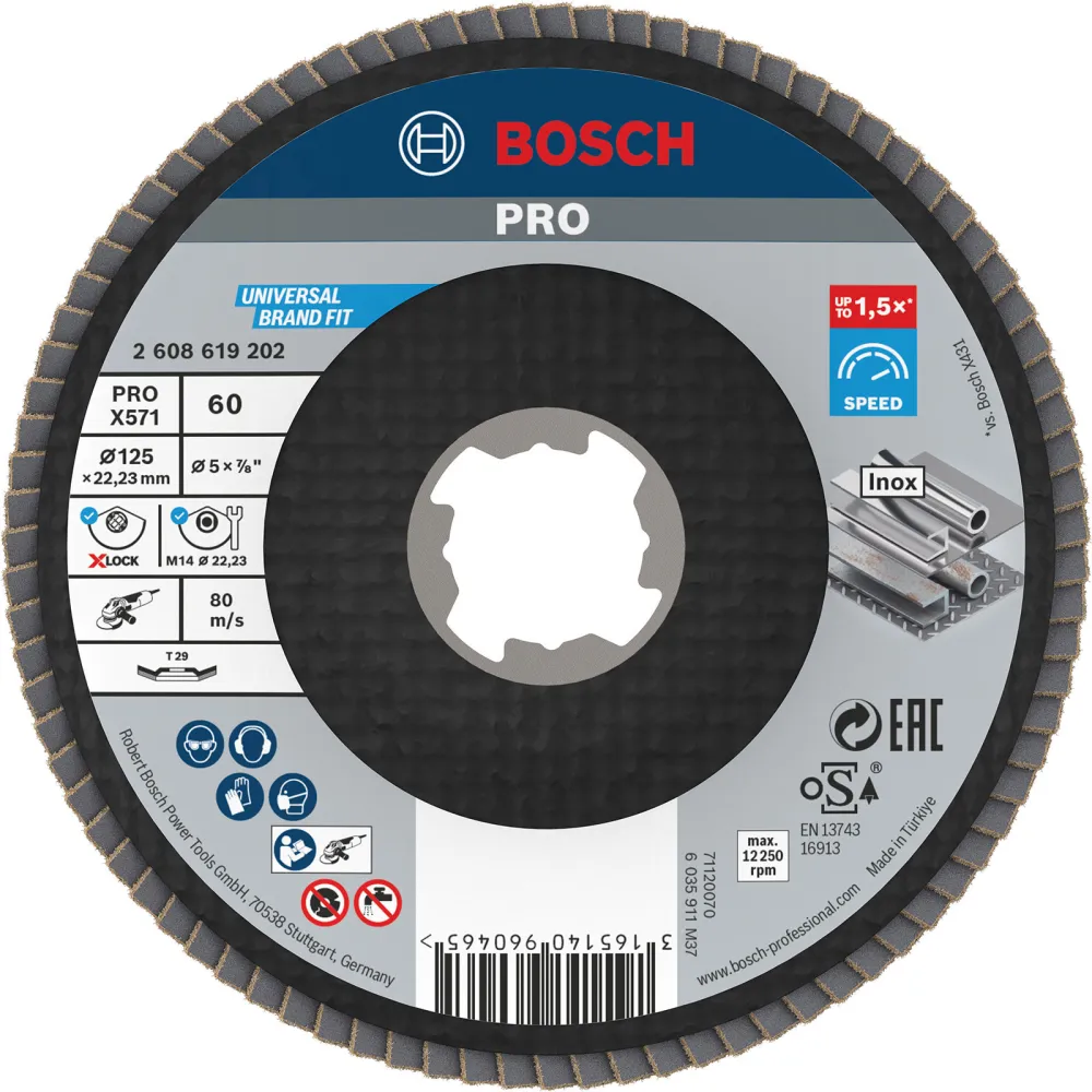 Bosch PRO X571 X-Lock Fächerschleifscheibe 125 mm G60 - 2608619202