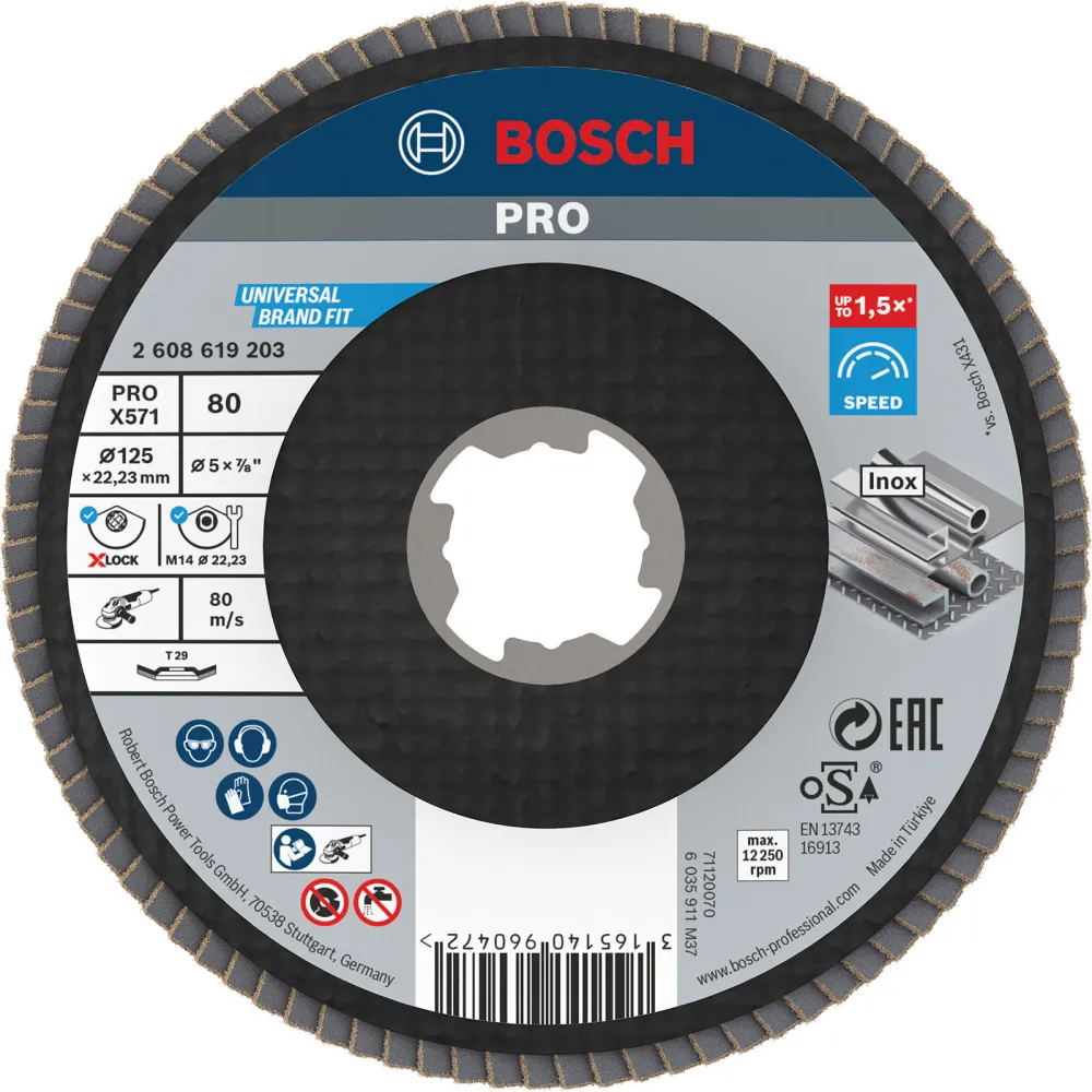 Bosch PRO X571 X-Lock Fächerschleifscheibe 125 mm G80 - 2608619203