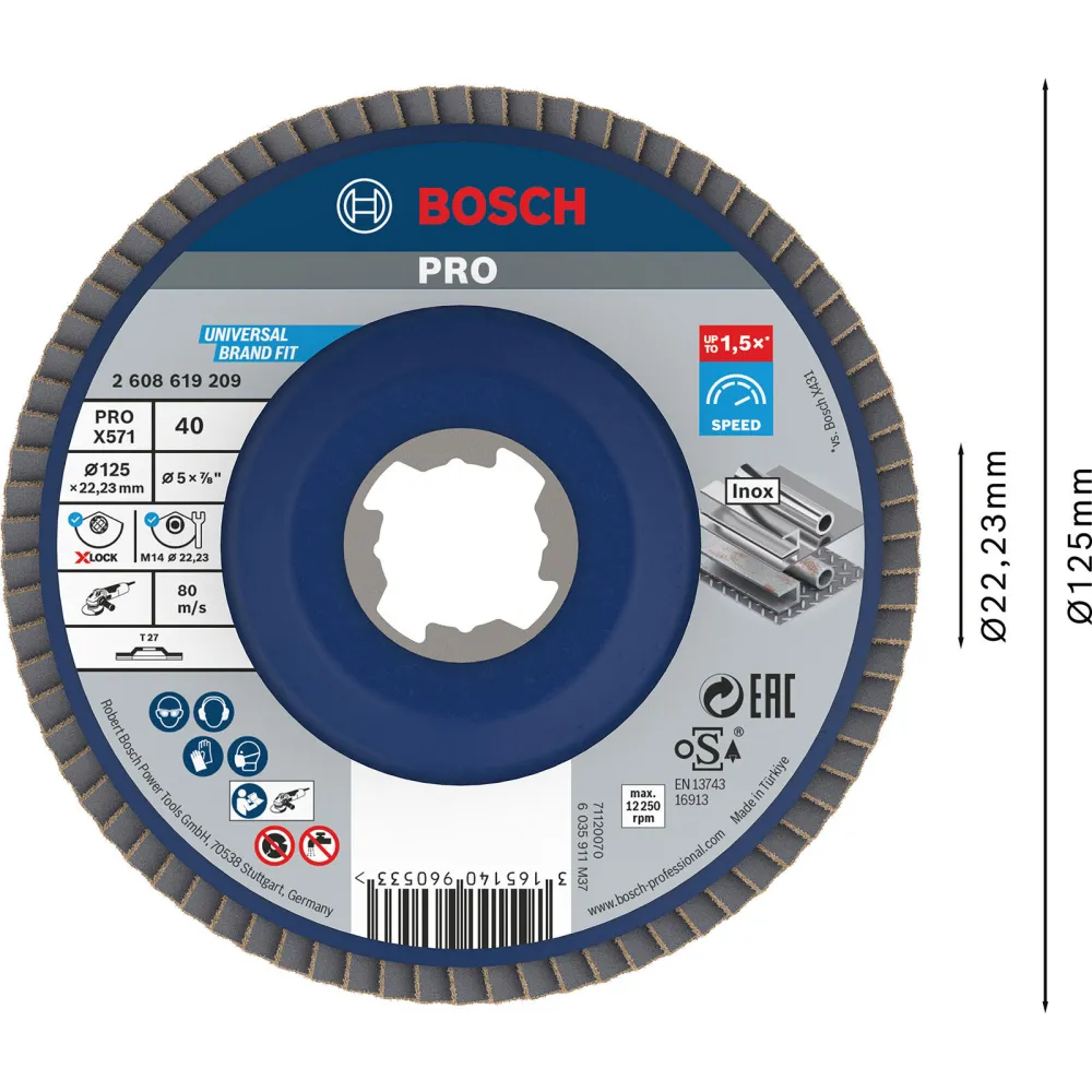 Bosch PRO X571 X-Lock Fächerschleifscheibe 125 mm G40 - 2608619209