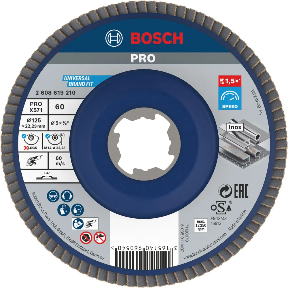 Bosch PRO X571 X-Lock Fächerschleifscheibe 125 mm G60 - 2608619210