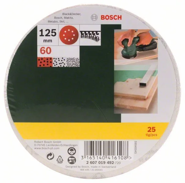 Bosch Schleifblatt-Set für Exzenterschleifer 25tlg. gelocht 125 mm 60 - 2607019492