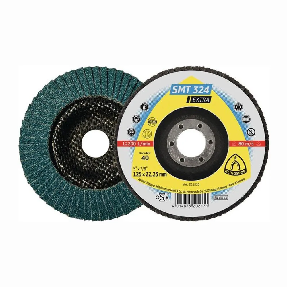 KLINGSPOR Fächerscheibe SMT 324 Extra Ø 125 mm Körnung 40 flach INOX Zirkonkorund - 321646