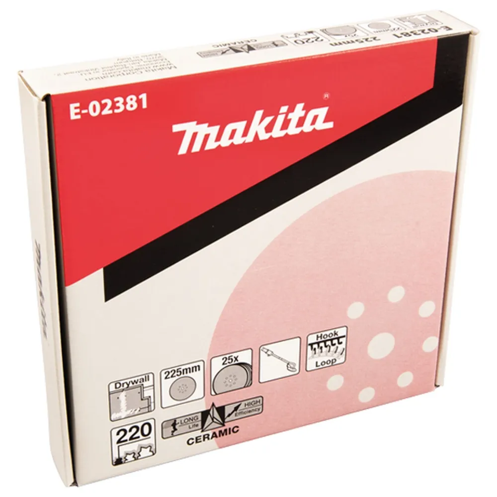 Makita 25x Schleifpapier Klett 225 mm K220 - E-02381