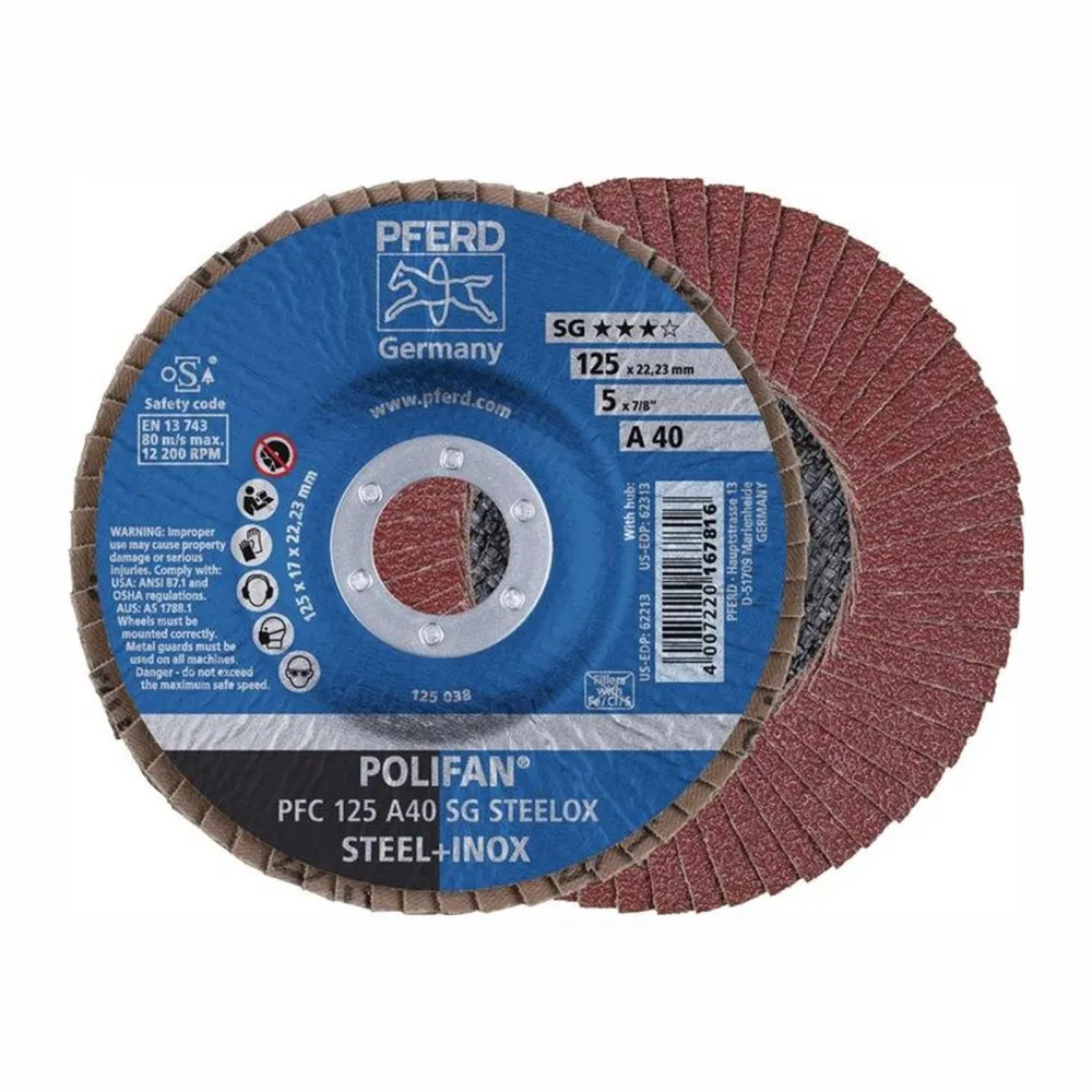 PFERD Fächerscheibe POLIFAN SG STEELOX Ø 125 mm Körnung -80 konisch - 67708125