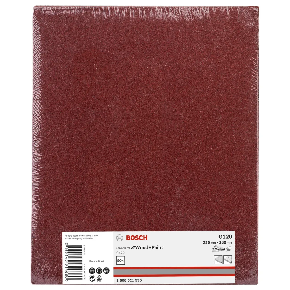 Bosch 50x Papierschleifblatt C420 Standard Wood and Paint 230 x 280 mm 120 - 2608621595
