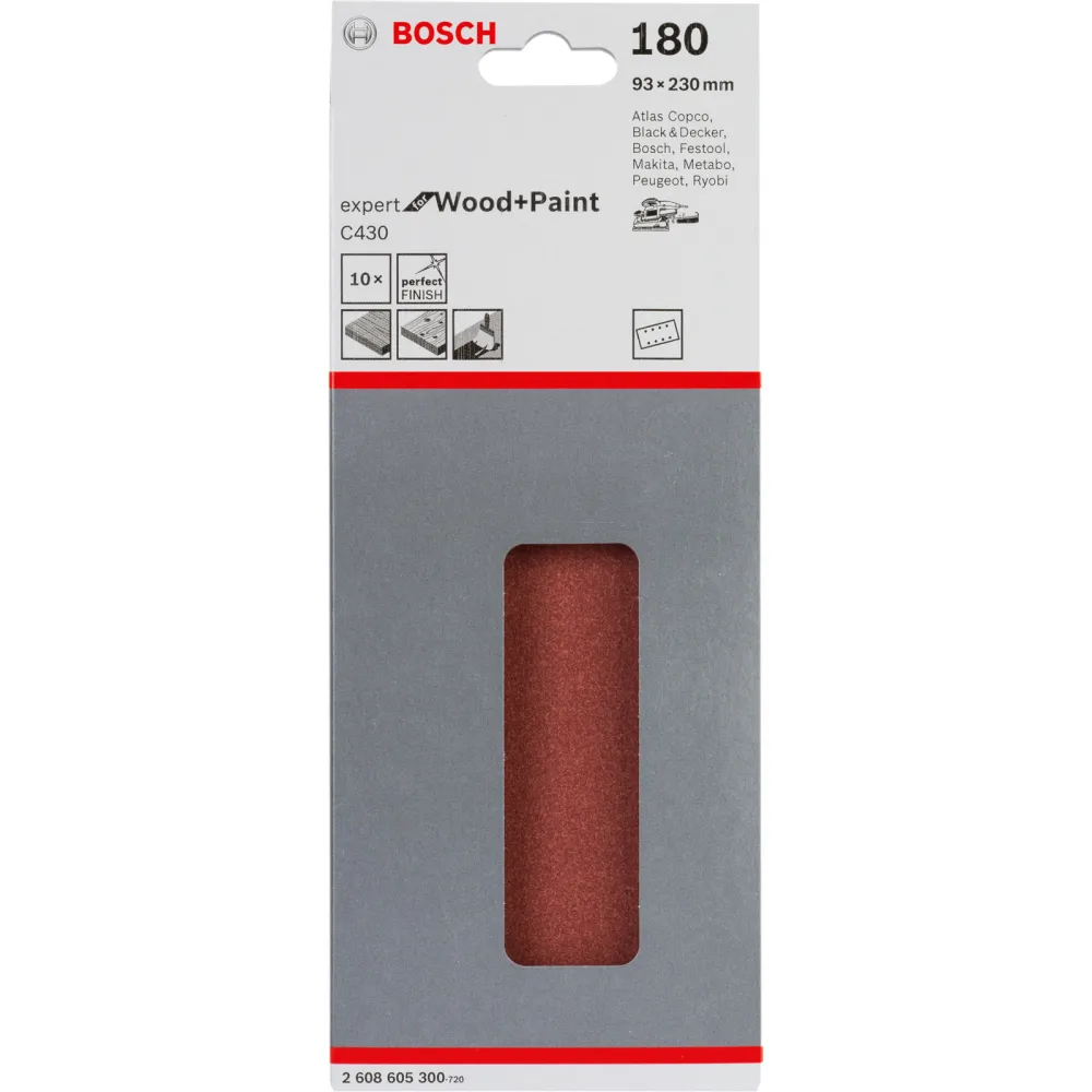Bosch Schleifblatt-Set C430 Expert Wood 10tlg. 8 Löcher gespannt 93 x 230 mm 80 - 2608605300