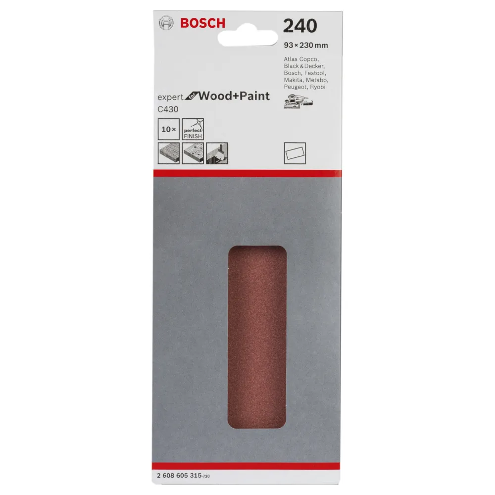 Bosch Schleifblatt-Set C430 Expert Wood 10tlg. ungelocht gespannt 93x230 mm 240 - 2608605315