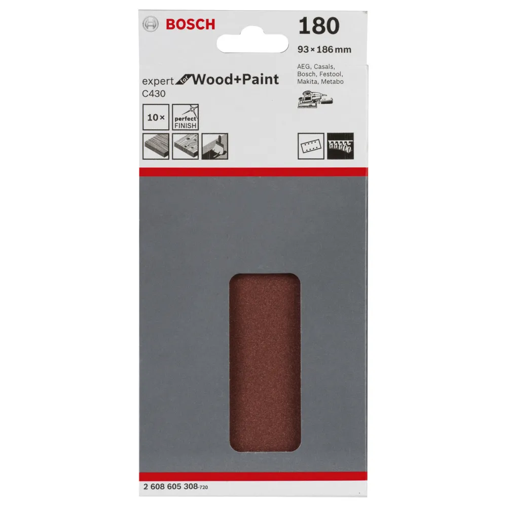 Bosch Schleifblatt-Set C430 Expert Wood and Paint 10tlg. 93x186 mm K180 - 2608605308
