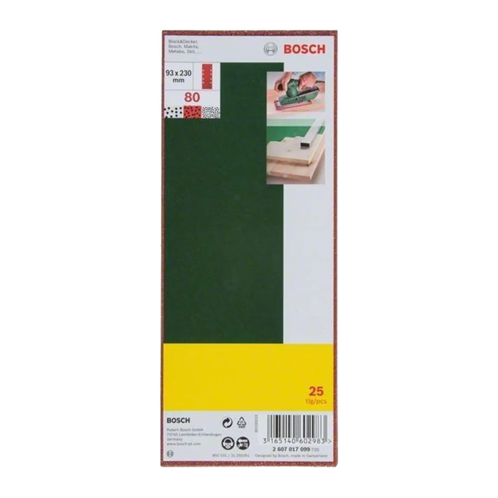 Bosch Schleifblatt-Set für Schwingschleifer 25tlg. 8 Löcher (B+D) 93 x 230 mm 80 - 2607017105