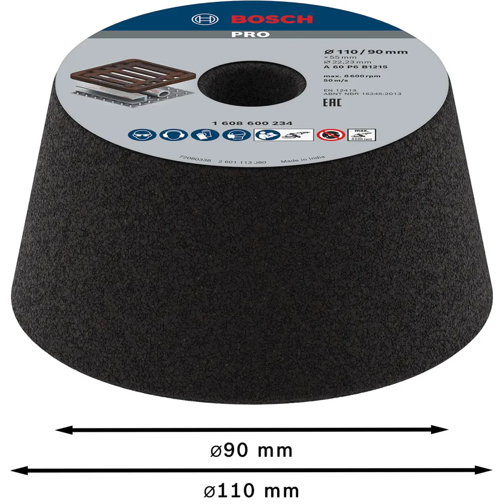 Bosch PRO Metal Konischer Schleiftopf 90 x 110 x 55 mm G60 - 1608600234
