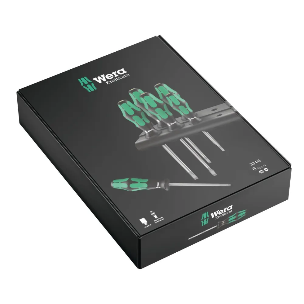 Wera 334/6 Rack Schraubendrehersatz Kraftform Plus Lasertip + Rack - 105650
