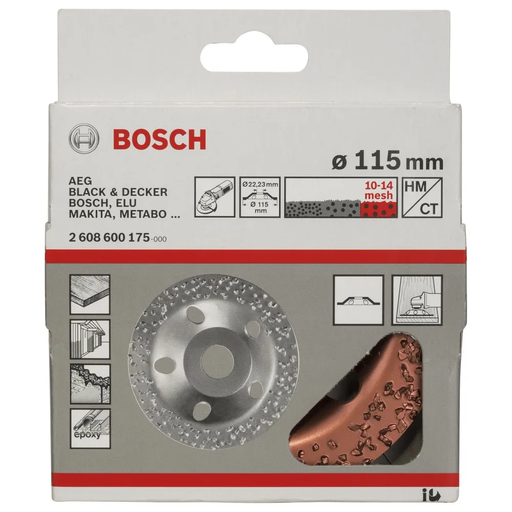 Bosch Hartmetalltopfscheibe, 115 x 22,23 mm, grob, flach -2608600175