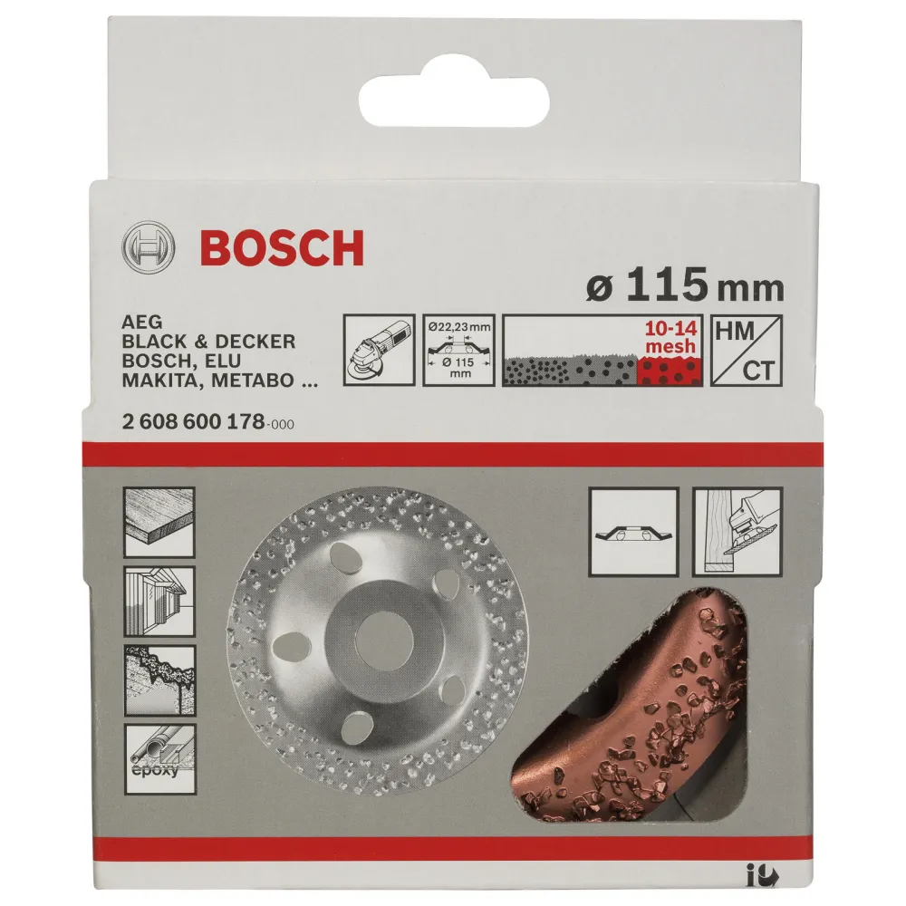 Bosch Hartmetalltopfscheibe, 115 x 22,23 mm, grob, schräg -2608600178