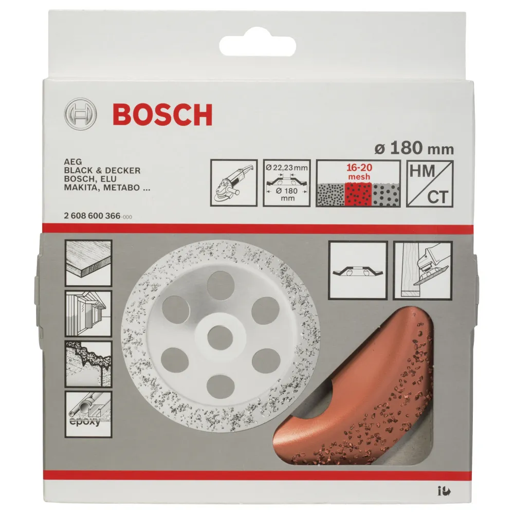 Bosch Hartmetalltopfscheibe, 180 x 22,23 mm, mittel, schräg -2608600366