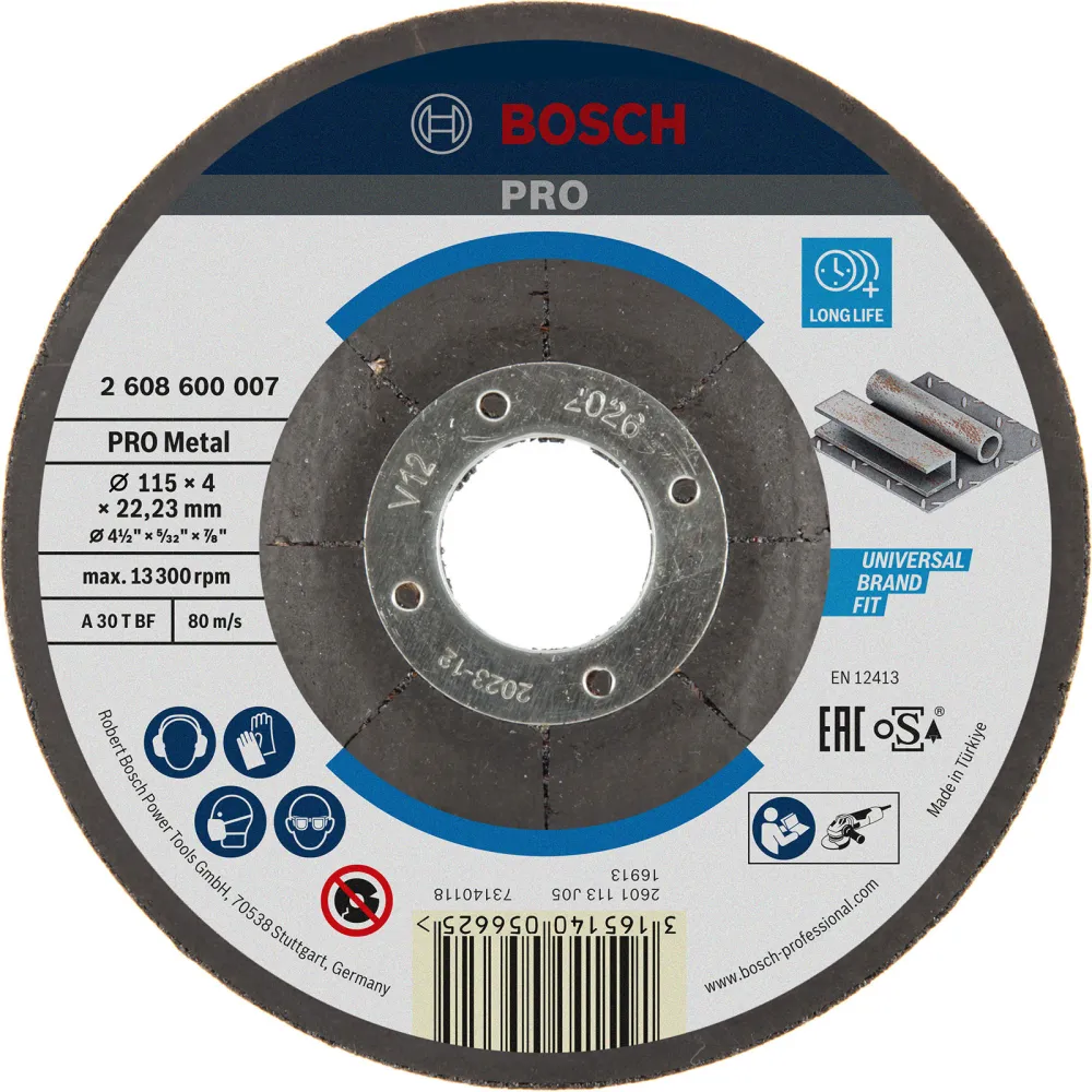 Bosch PRO Metal Schleifscheibe 115 x 4 x 22,23 mm - 2608600007