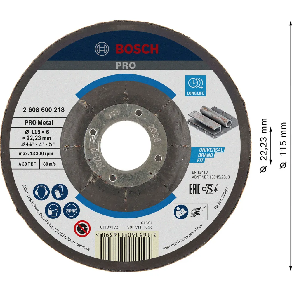 Bosch PRO Metal Schleifscheibe 115 x 6 x 22,23 mm - 2608600218