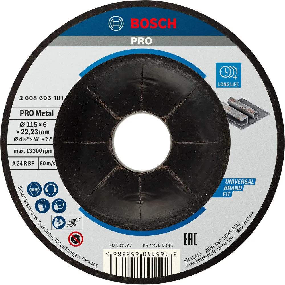 Bosch PRO Metal Schleifscheibe 115 x 6 x 22,23 mm - 2608603181