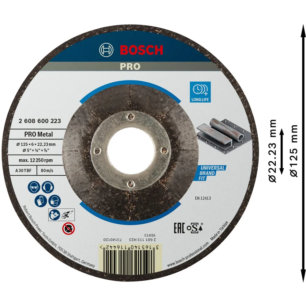 Bosch PRO Metal Schleifscheibe 125 x 6 x 22,23 mm - 2608600223