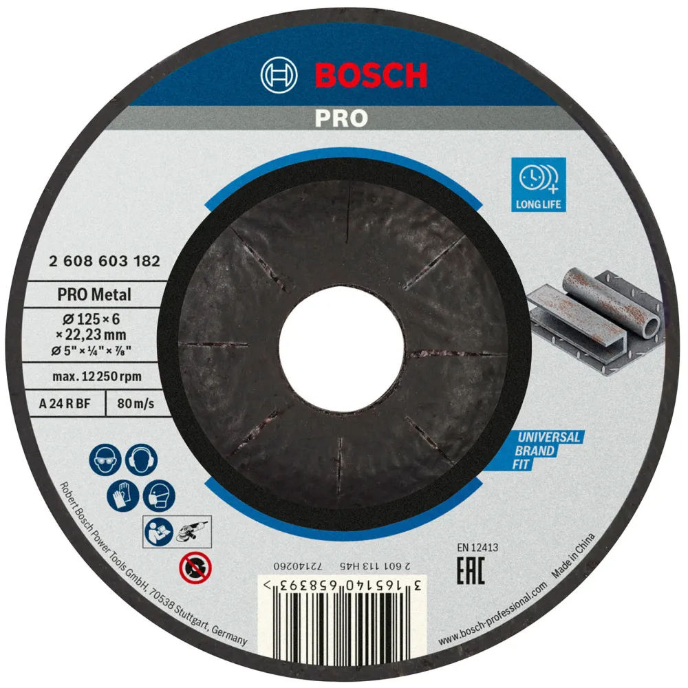 Bosch PRO Metal Schleifscheibe 125 x 6 x 22,23 mm - 2608603182