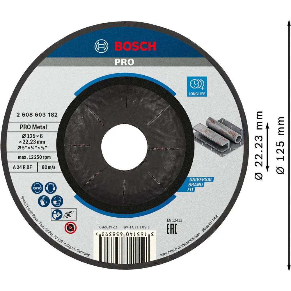 Bosch PRO Metal Schleifscheibe 125 x 6 x 22,23 mm - 2608603182