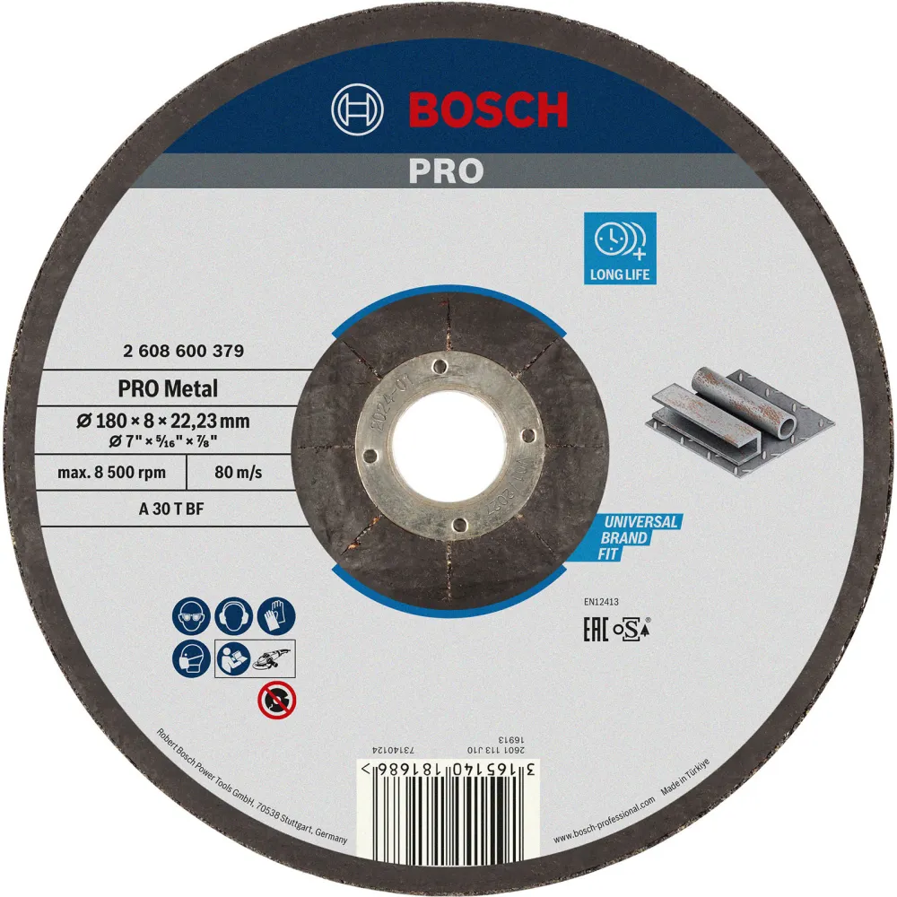 Bosch PRO Metal Schleifscheibe 180 x 8 x 22,23 mm - 2608600379