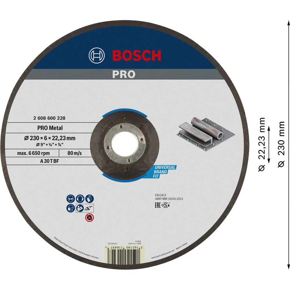 Bosch PRO Metal Schleifscheibe 230 x 6 x 22,23 mm - 2608600228