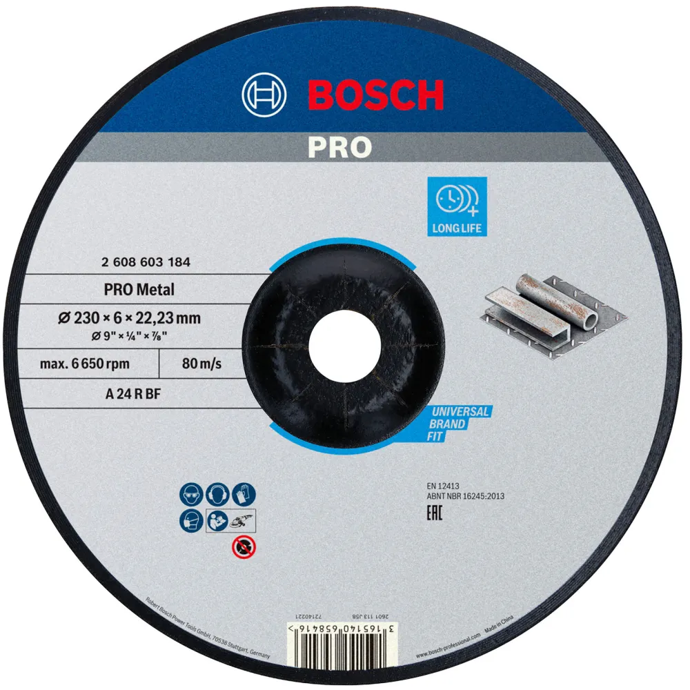 Bosch PRO Metal Schleifscheibe 230 x 6 x 22,23 mm - 2608603184