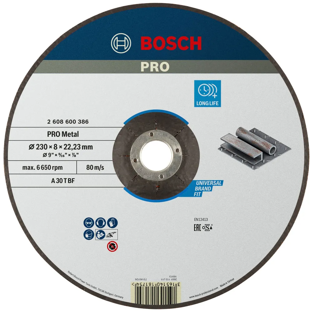 Bosch PRO Metal Schleifscheibe 230 x 8 x 22,23 mm - 2608600386