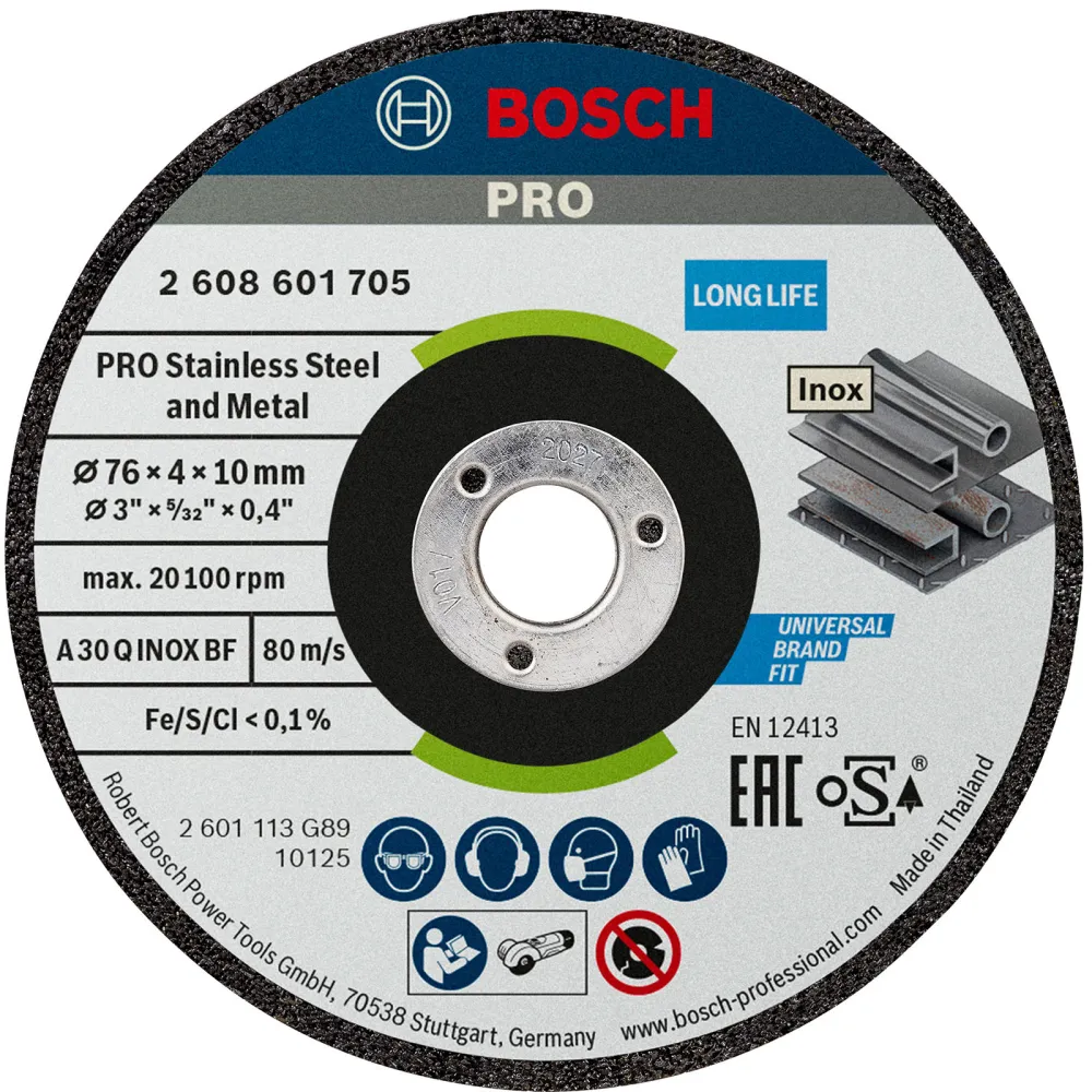 Bosch PRO Stainless Steel and Metal Schleifscheibe 76 x 4 x 10 mm - 2608601705