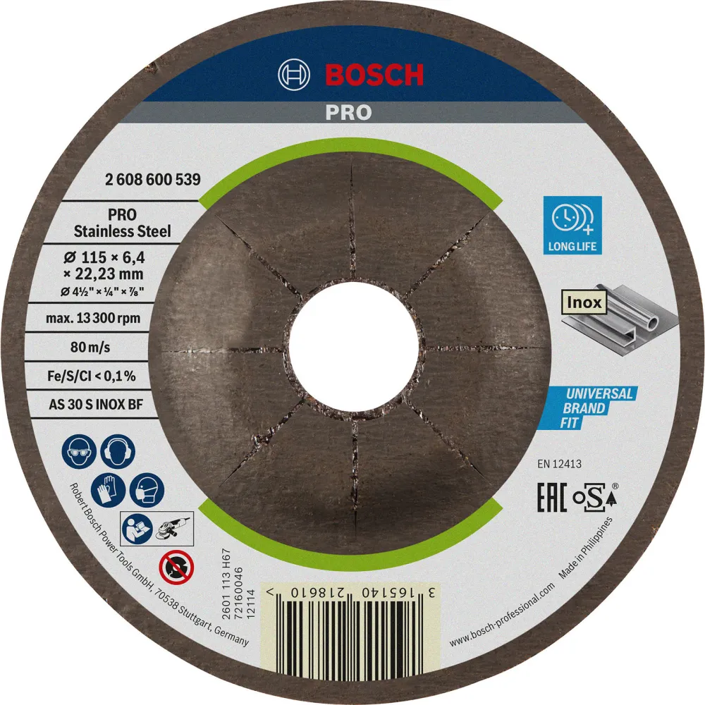 Bosch PRO Stainless Steel Schleifscheibe 115 x 6 x 22,23 mm - 2608600539