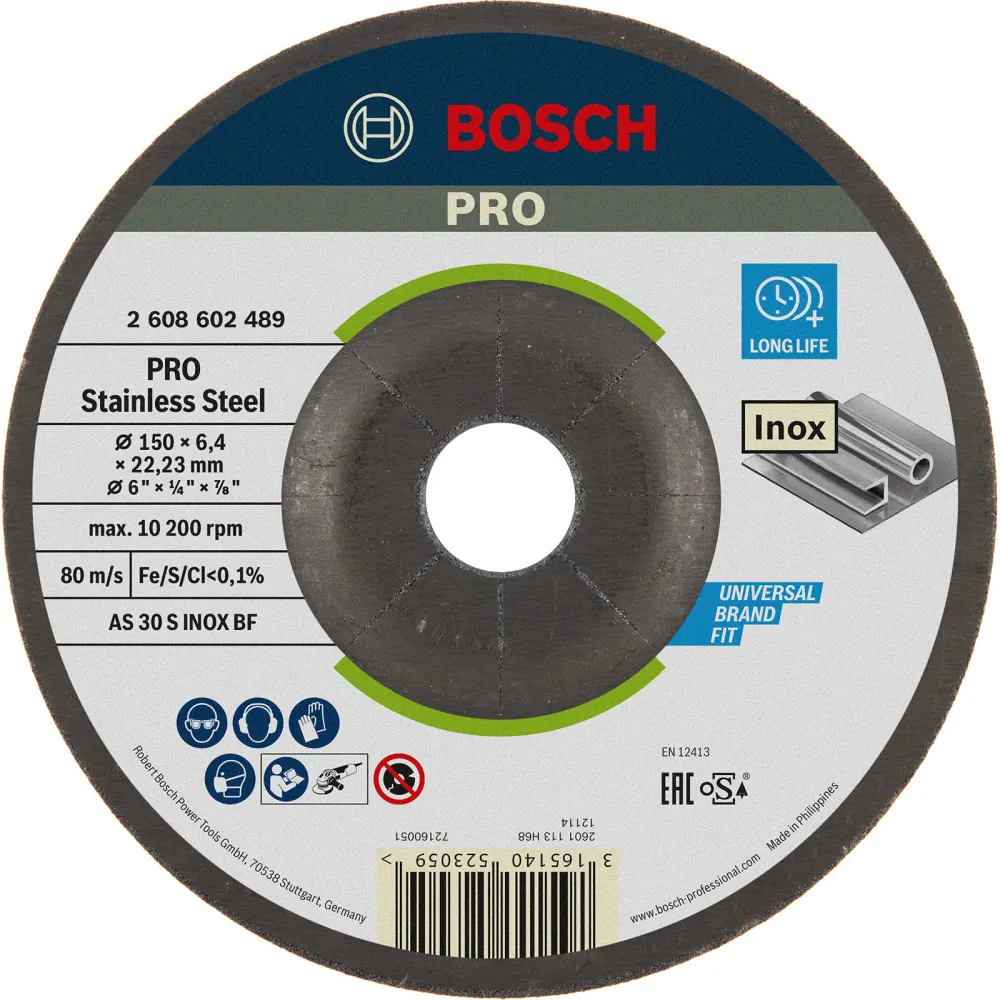 Bosch PRO Stainless Steel Schleifscheibe 150 x 6 x 22,23 mm - 2608602489