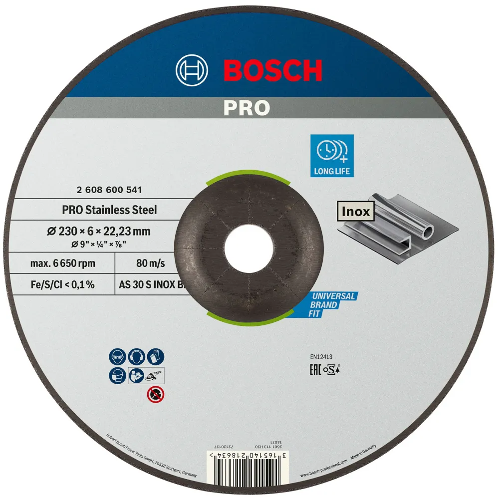 Bosch PRO Stainless Steel Schleifscheibe 230 x 6 x 22,23 mm - 2608600541