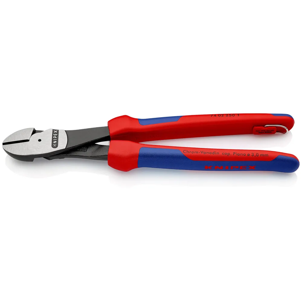 Knipex Kraft-Seitenschneider mit Befestigungsöse schwarz atramentiert, mit Mehrkomponenten-Hüllen, mit integrierter Befest...