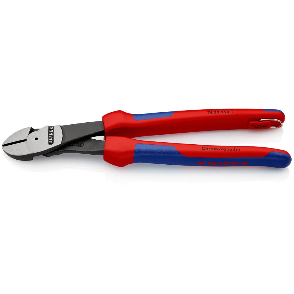 Knipex Kraft-Seitenschneider mit Befestigungsöse schwarz atramentiert, mit Mehrkomponenten-Hüllen, mit integrierter Befest...