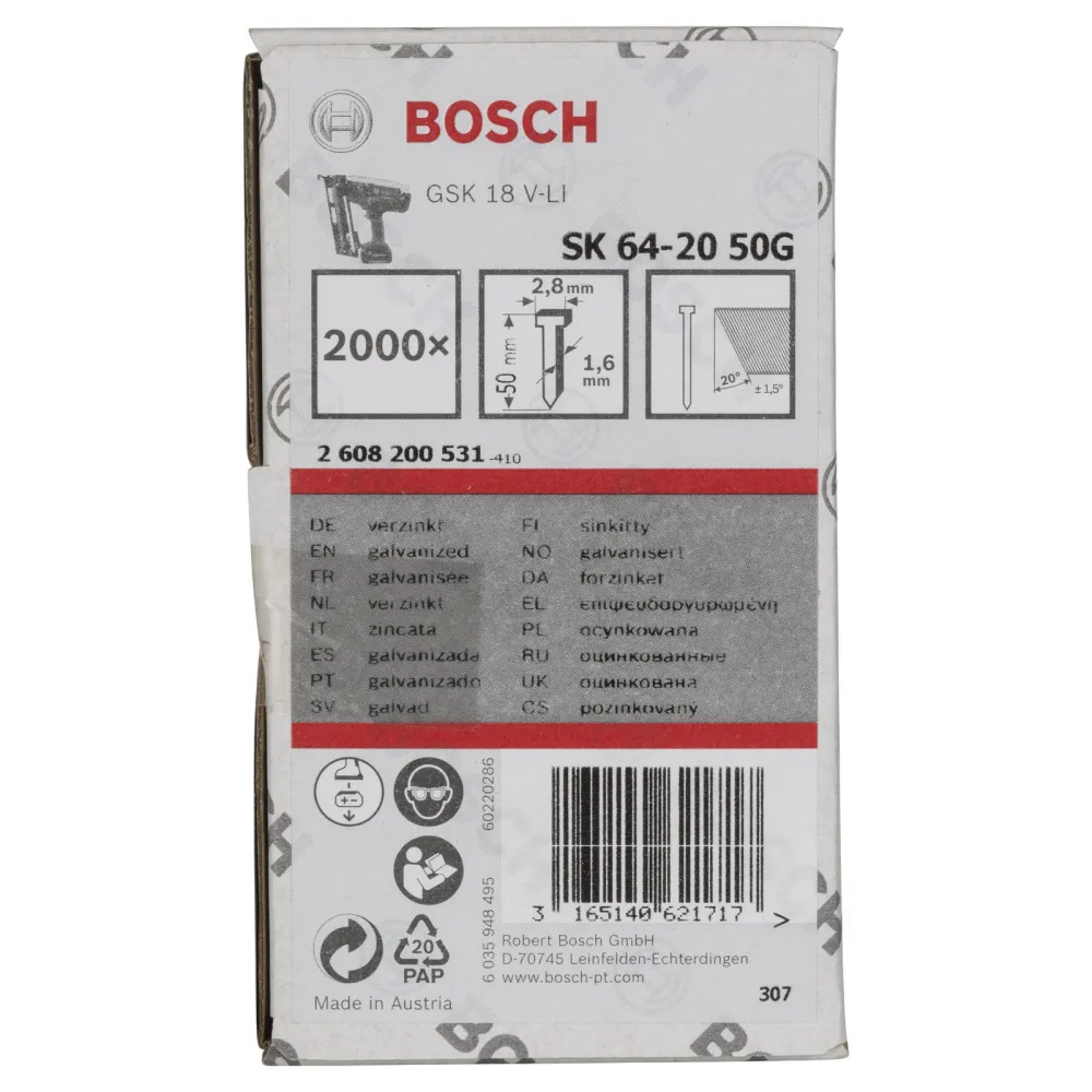Bosch Senkkopf-Stift SK64 20G, 50 mm verzinkt - 2608200531