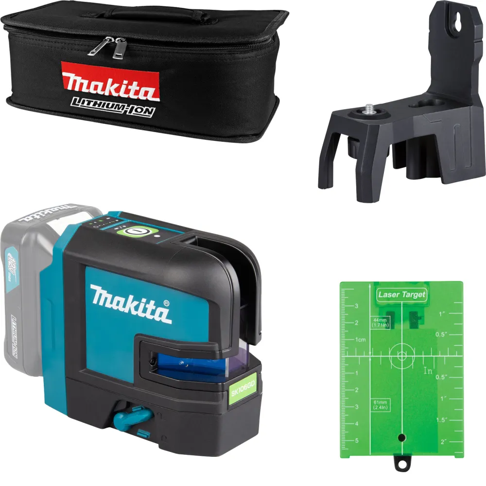 Makita SK106GDZ Akku-Kreuz Linienlaser grün 12 V max. Solo 4-Punkt-Projektion Transporttasche