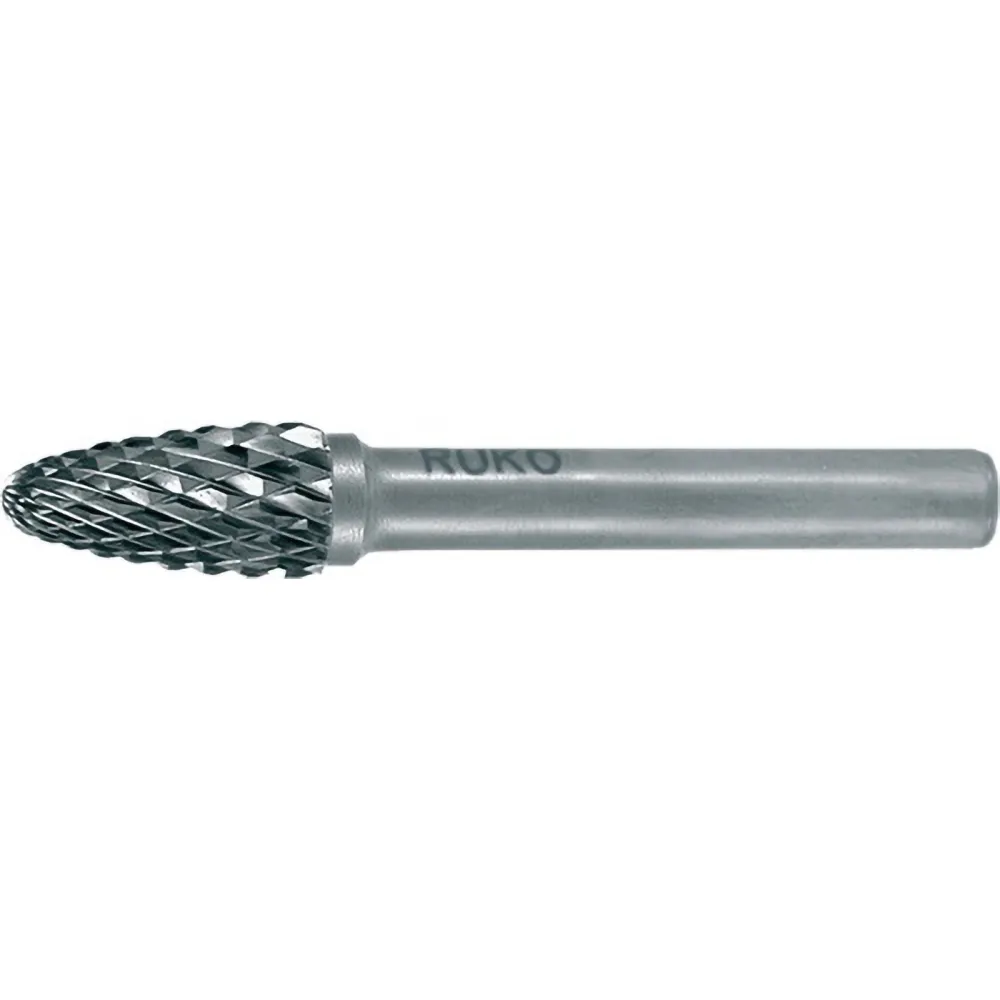 RUKO Hartmetall-Frässtift RBF Ø 10 mm Kopflänge 20 mm Schaft-Ø 6 mm blank Verzahnung KVZ 4 - 116032