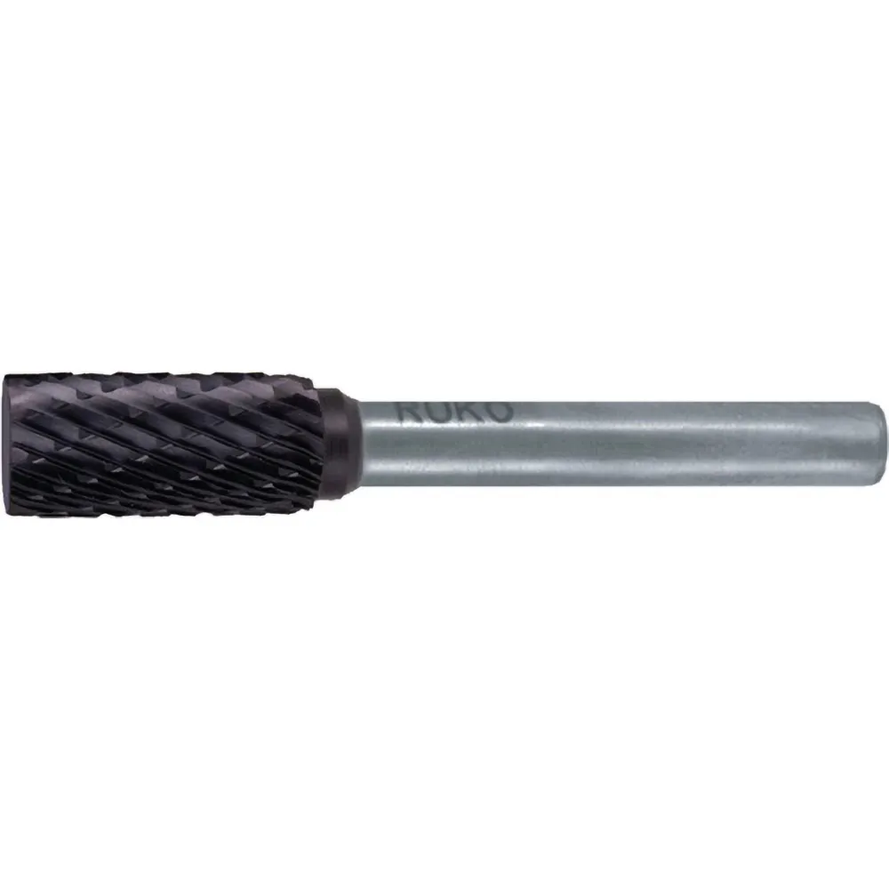 RUKO Hartmetall-Frässtift ZYA Ø 6 mm Kopflänge 18 mm Schaft-Ø 6 mm TiCN Verzahnung KVZ 4 - 116010TC